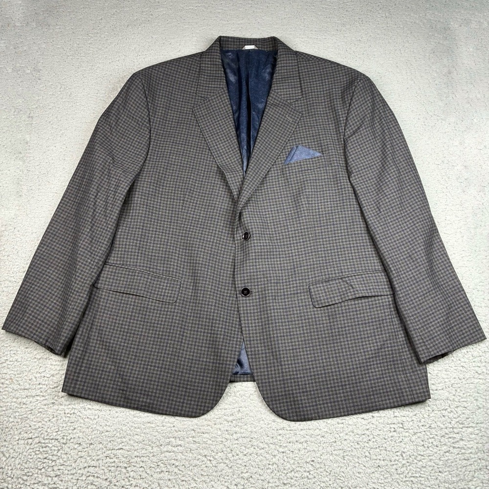 Oak Hill‎ Sport Coat Blazer Men's 50R 2XL Gray Micro Check Paisley Lined Viscose